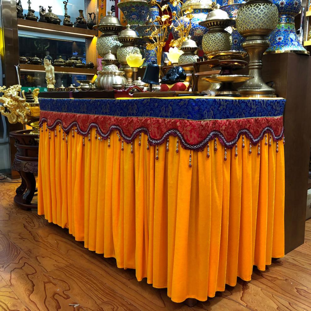 寺庙神台桌布禅修佛具寺庙佛堂桌裙供桌布台布佛台桌罩神位供桌布定制