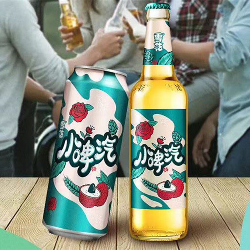 小脾汽气500ml12罐雪花小啤汽零荔枝味小脾气饮料玻璃瓶装整箱500ml24