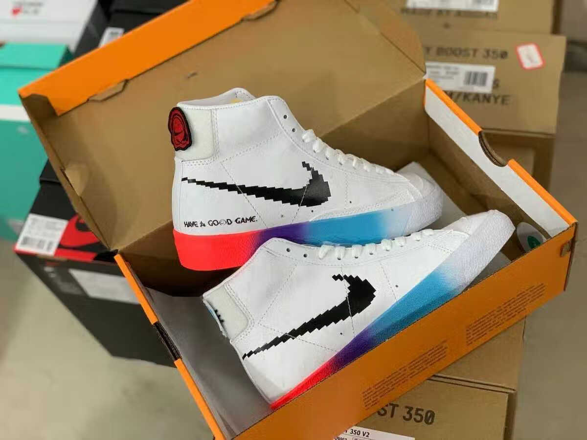 莆田纯原开拓者aj电玩像素正版夜光鞋秋冬季男女情侣高帮休闲板鞋电玩