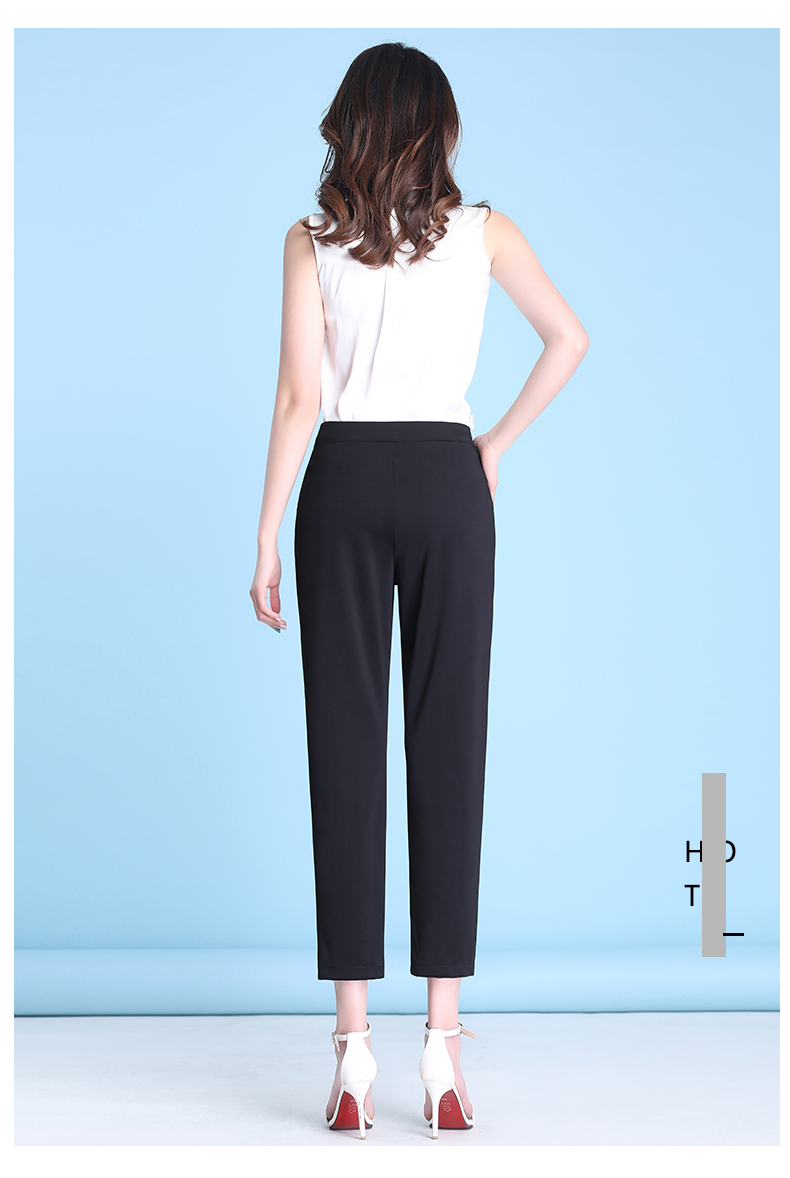 沃歌蕾 高腰西裤女夏季休闲裤子2021新款宽松直筒九分西裤萝卜烟管裤