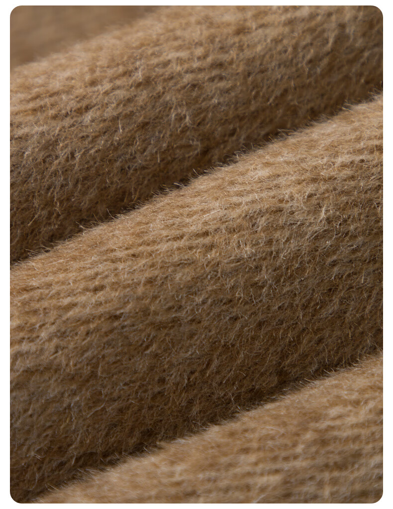 阿尔巴卡系列】伊芙丽2022秋冬新款高级长款双面毛呢外套大衣女 棕色