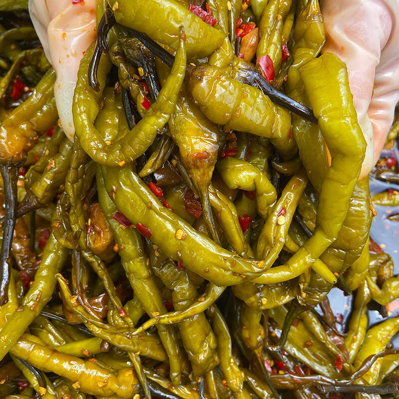 自制腌辣椒酸辣开胃辣椒酱咸菜泡菜下饭菜脆辣青椒坛子辣椒速食菜 腌