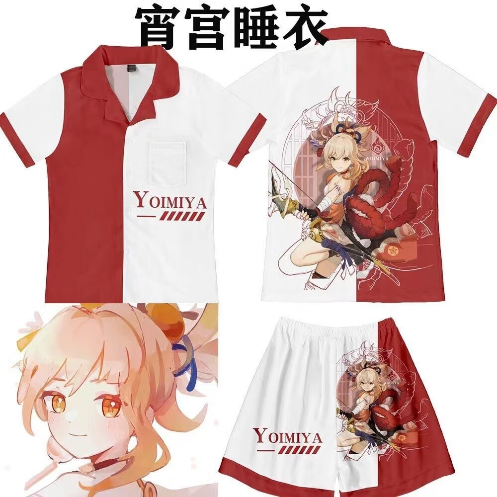 介迈原神周边万叶胡桃八重神子睡衣裤动漫联名二次元cos衣服套装男女