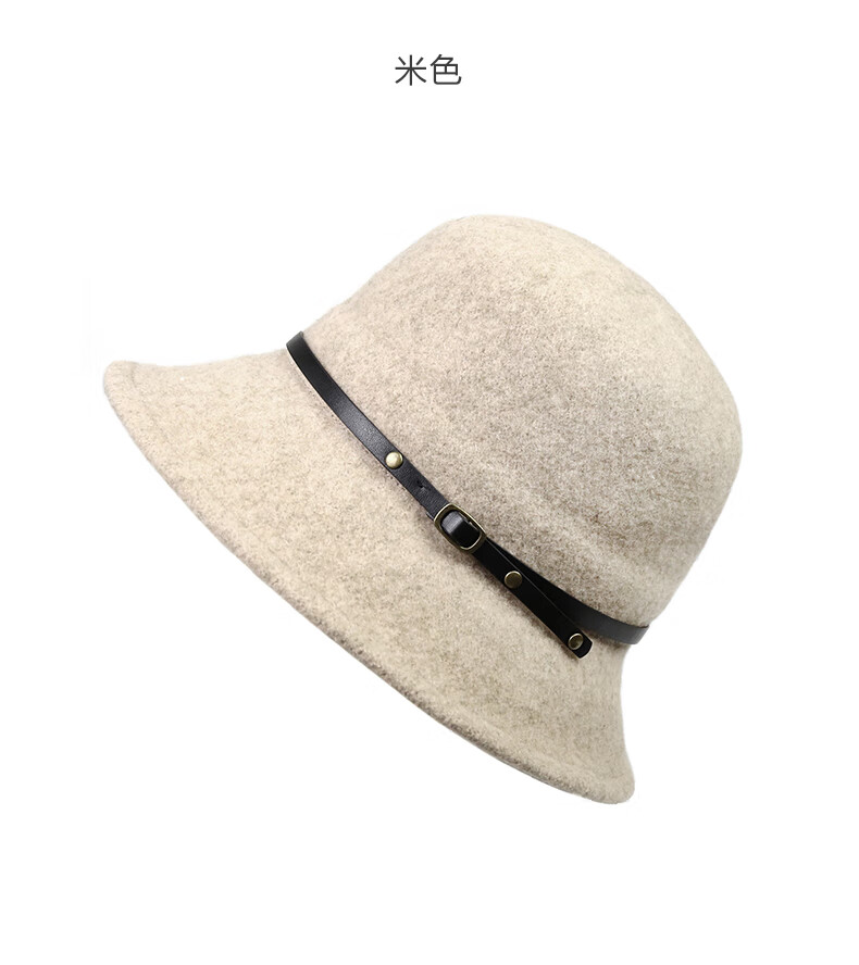 玛丽亚古琦(marja kurki) 羊毛帽子女冬季保暖礼帽时尚 圆顶平檐纯色