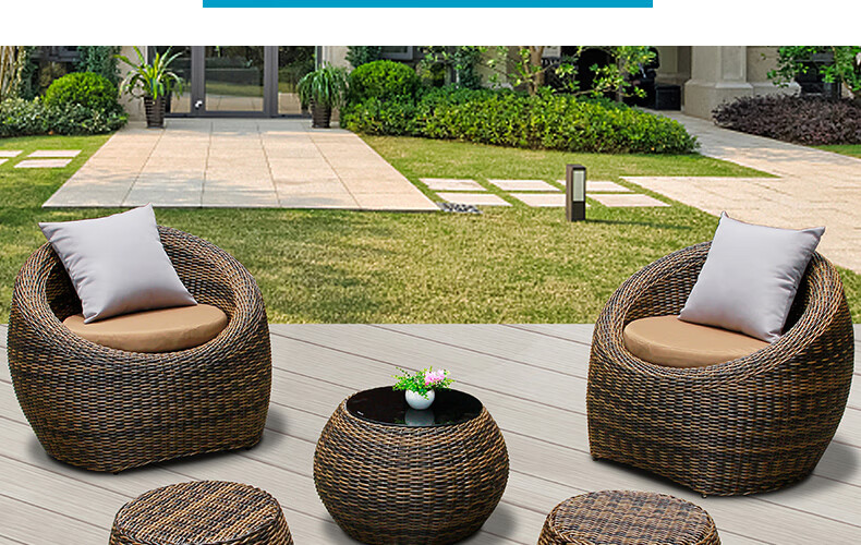 户外藤沙发休闲露天花园别墅圆沙发椅室外楼台庭院阳光房酒店藤艺沙发