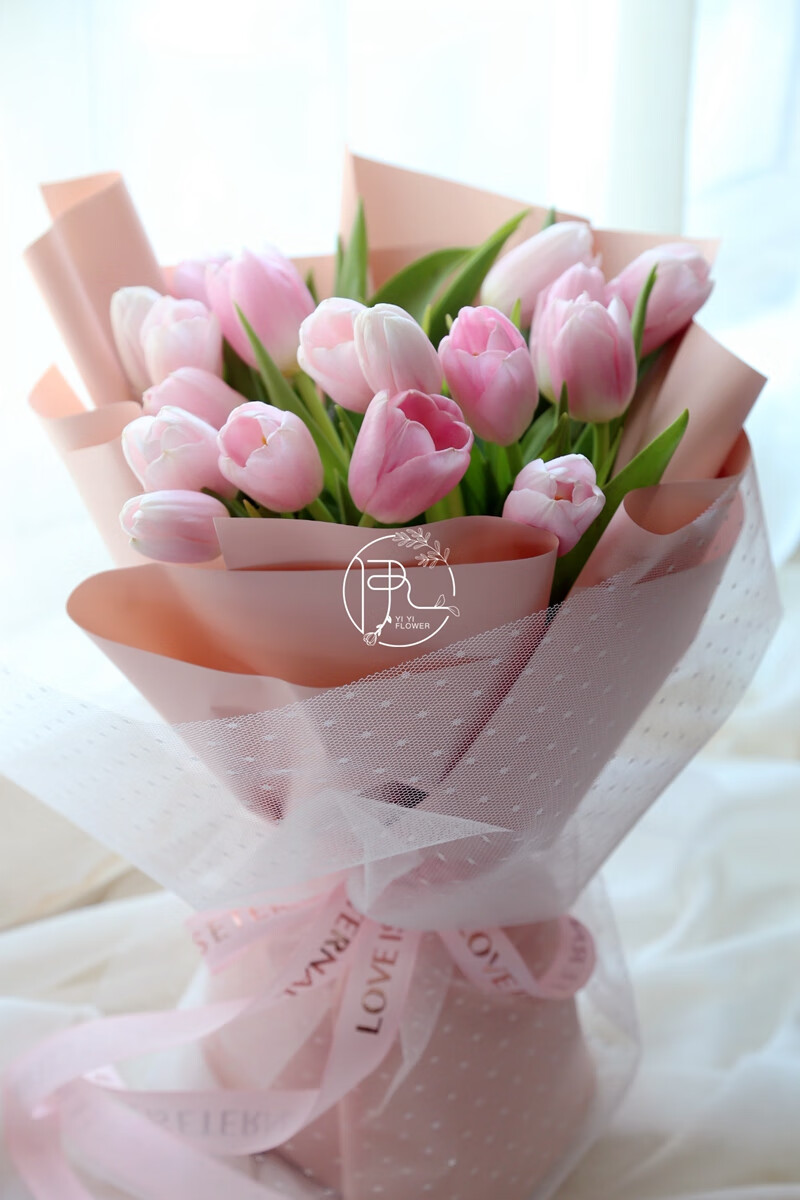 荷兰进口粉郁金香花束北京鲜花速递同城花店生日送花上海广州深圳西安