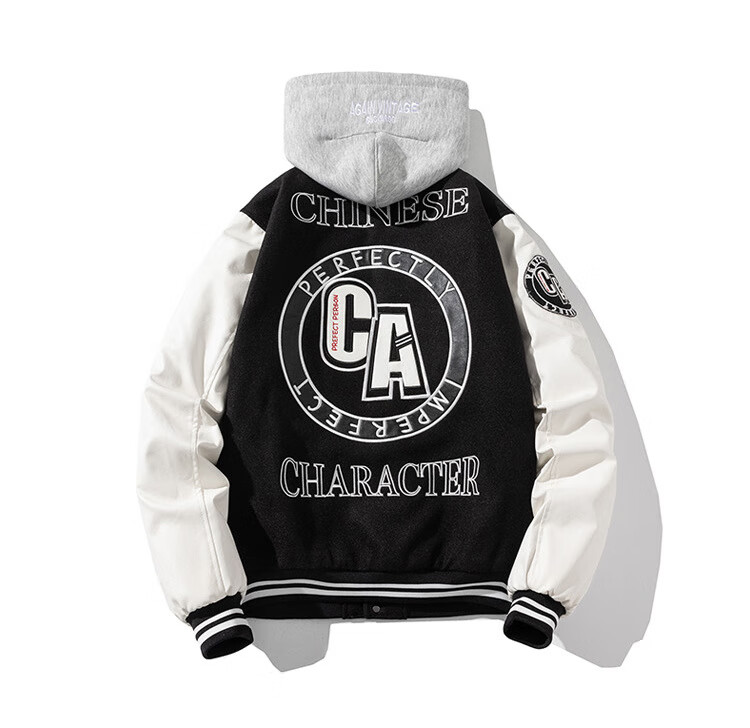 boy bees潮牌明星同款棒球服男女美式高街拼色毛呢外套情侣刺绣加棉