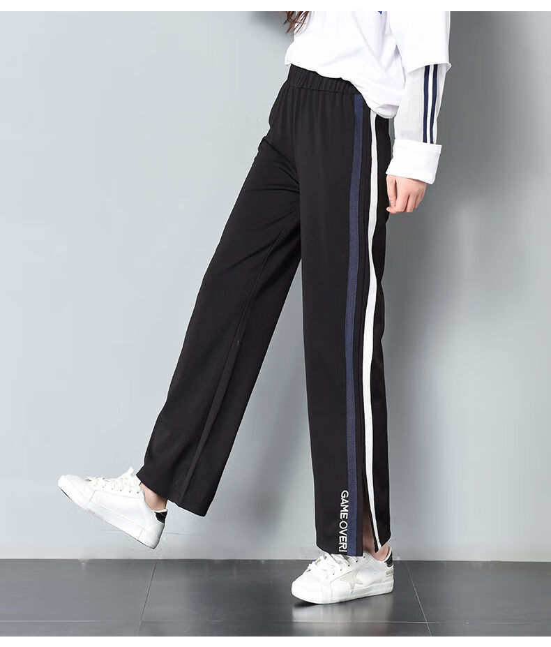 学院风秋装女生新款宽松阔腿裤初中高中学生春秋季运动裤子少女生韩版