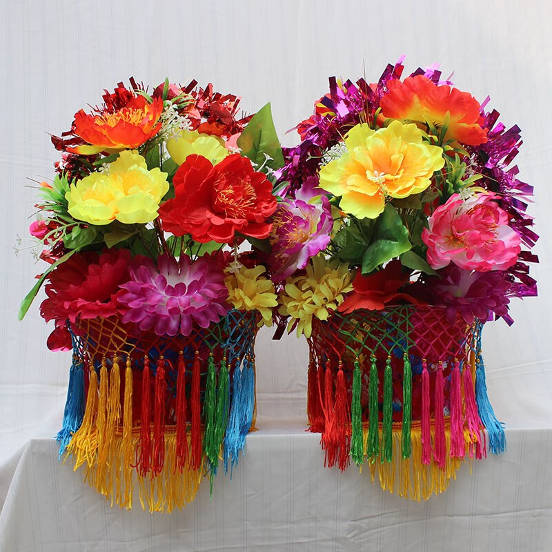 舞蹈花篮 秧歌花篮舞蹈花挑 舞台戏曲戏剧花篮 花挑舞道具 a款2只花篮