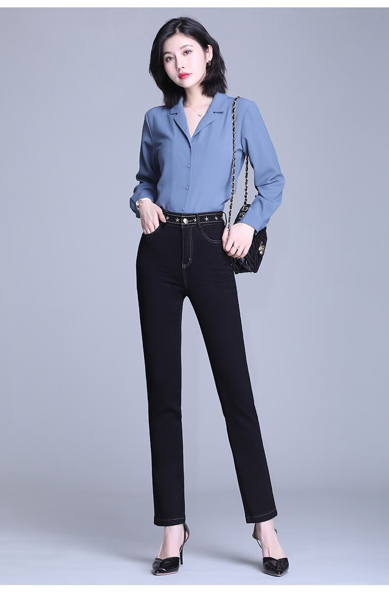 night cat2020新款高腰牛仔裤女直筒宽松长裤显瘦大码薄款大码女装