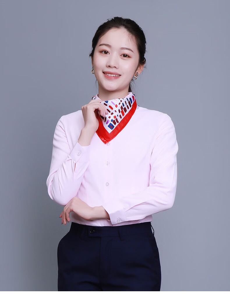 兴业银行行服工作服夏女士衬衫短袖职业装衬衣粉色大码衬衫 白色长(无