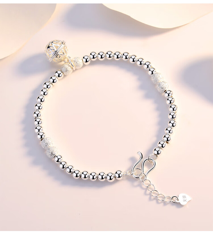 足银手链女韩版简约幸运宫铃手串森系闺蜜学生情侣女生节礼物幸运手链