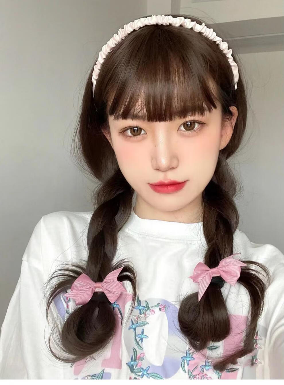 双马尾麻花辫 假发女辫子长发仿真网红可爱双马尾麻花长辫夏修脸中