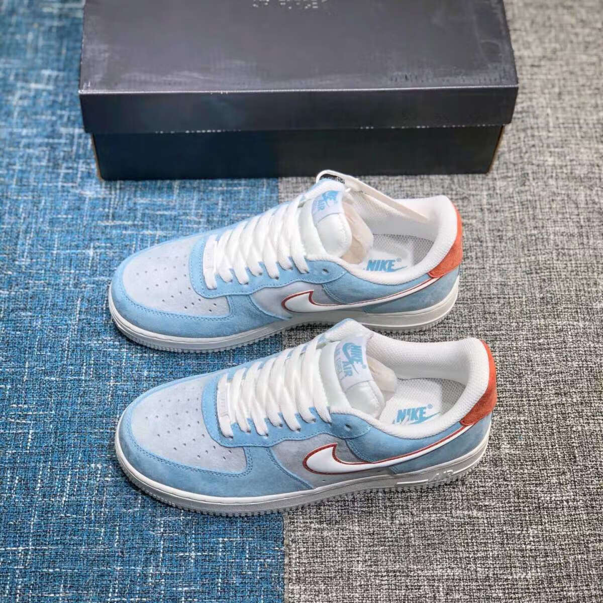 【耐克nike】aj男女款lowapos07酒红白云蓝反光勾空军一号滑板鞋