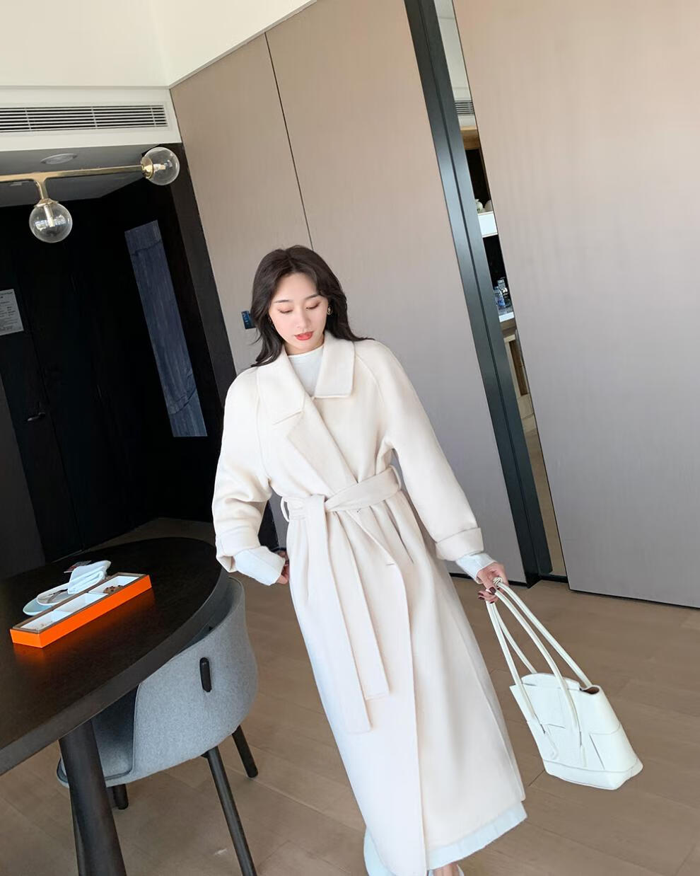 【羊绒大衣】呢女呢子毛呢外套安娜家anna定制款 黑色 xs