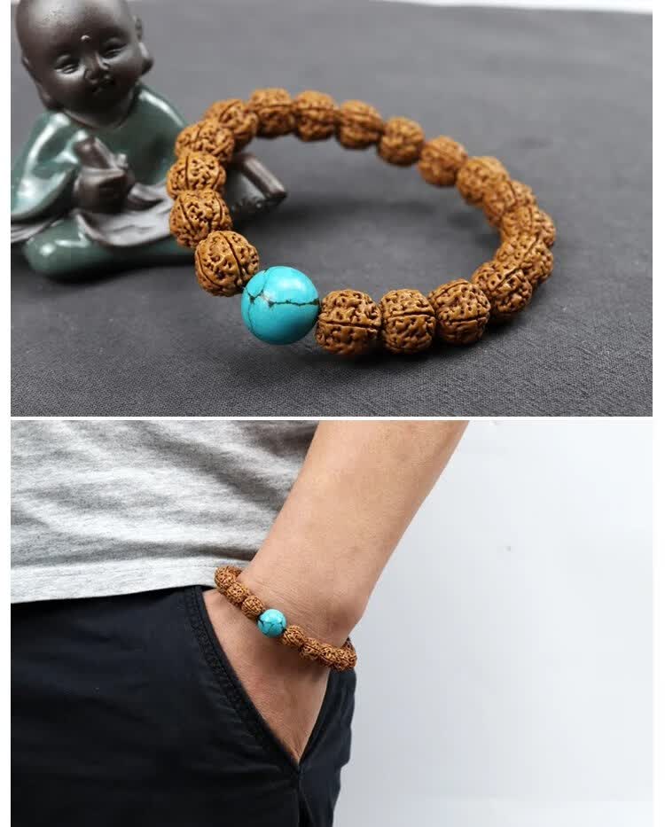 玉恋韵 尼泊尔小金刚菩提子手串 盘龙纹原籽单圈 男士盘玩佛珠 手链