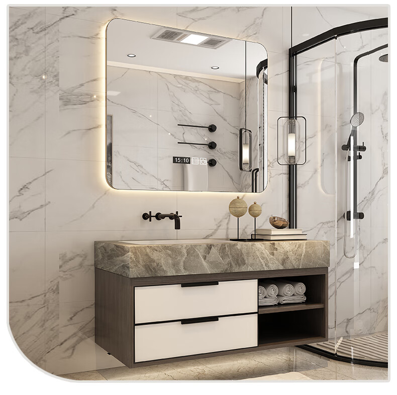 法恩莎(faenza)岩板无缝盆现代简约浴室柜洗漱台卫生间洗脸盆洗手池