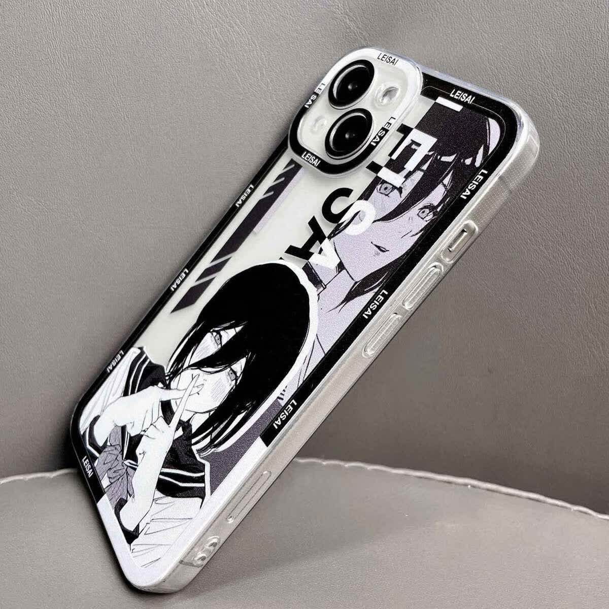 苹果13华为vivooppo小米/蕾塞黑白天使眼透明动漫手机壳全包防摔l 蕾