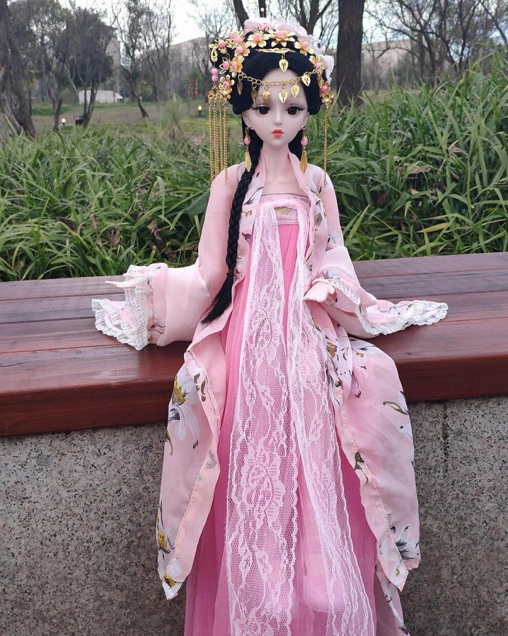 执爱芭比娃娃大号汉服 古装风汉服手工60厘米洋芭比娃娃公主大号全套