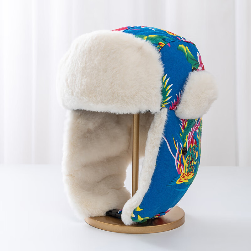 火车头狗皮帽子东北帽女冬季保暖护耳东北大花布儿童棉帽子男复古民族