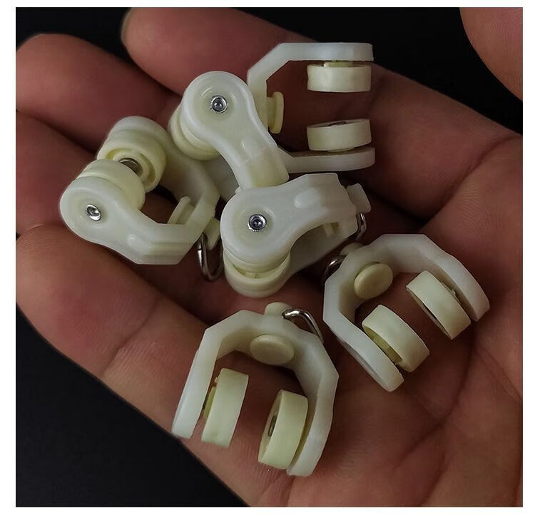 定制老式工字轨道通用窗帘滑轮轨道配件挂钩环滑轨老式欧式中弯轮欧式