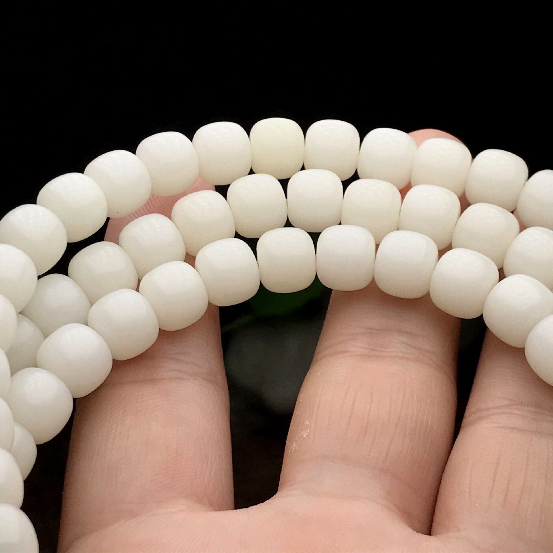 白玉菩提根老桶型圆珠108颗转运跑环佛珠手链念珠79桶