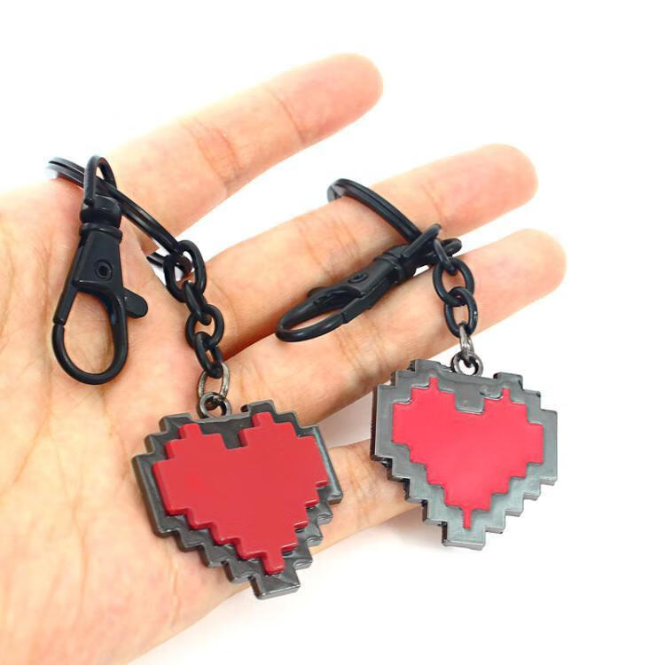 undertale红色决心灵魂心形吊坠项链钥匙扣挂件传说之下 2d红心钥匙扣