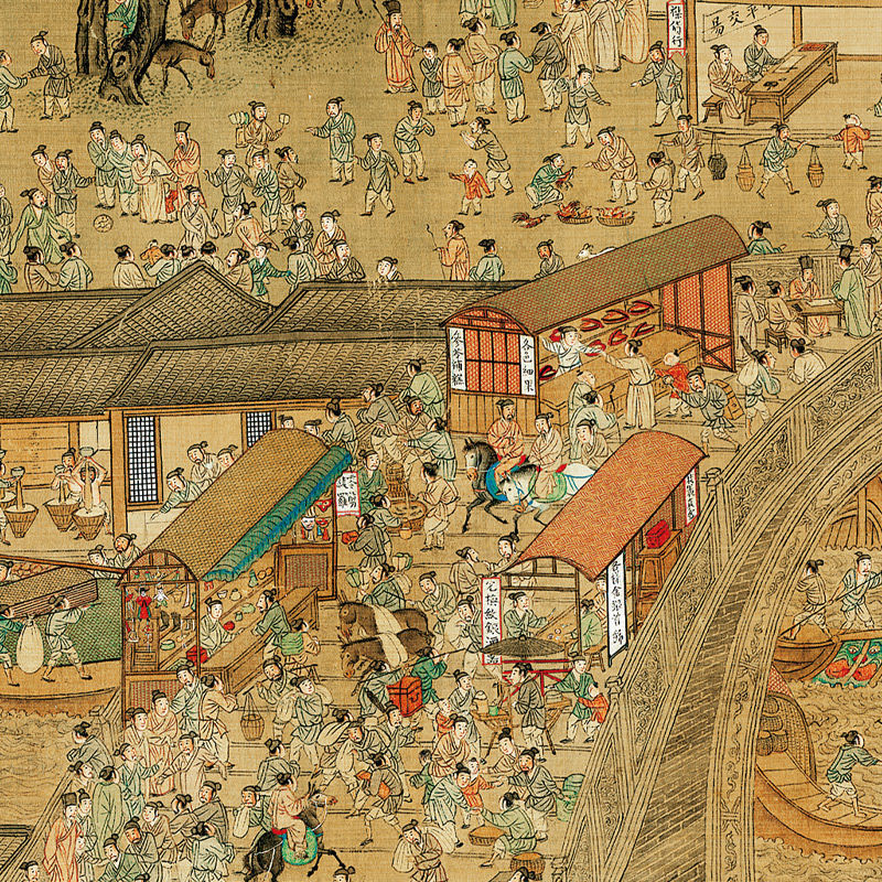 裴佳清明上河图全长卷张择端仇英清院本高清国画工笔卷轴十大名画绢布