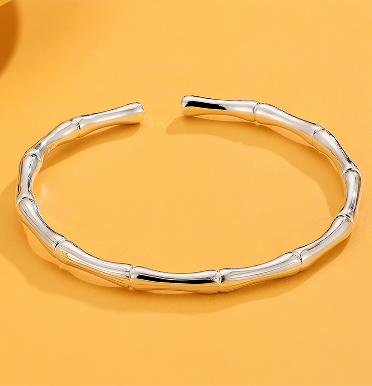 老凤凰恬怡s9999手镯女 彩丝竹节镯子 银饰 s9999交错流星银手镯约22