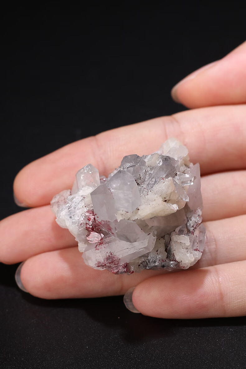 辰世原矿朱砂晶体矿标三收藏级辰砂石水晶工艺品玄关