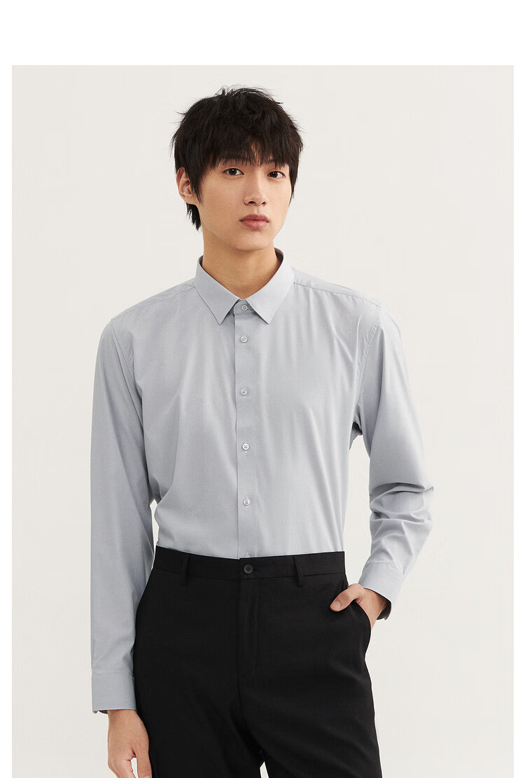 hla海澜之家长袖正装衬衫男春季新品基础纯色服帖领型商务大方舒适微