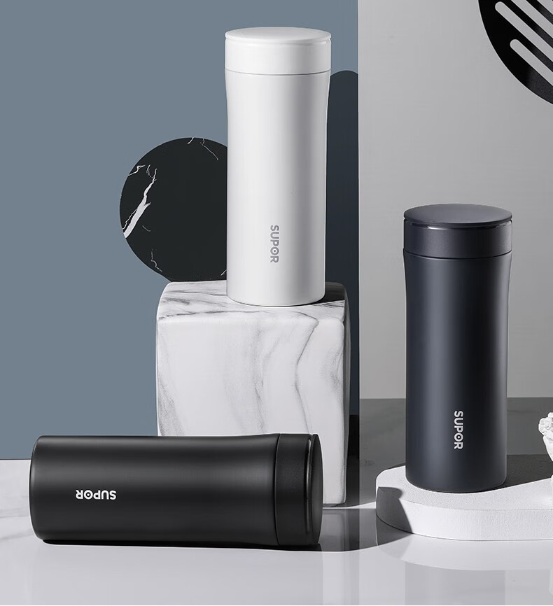 苏泊尔supor保温杯316l不锈钢水杯男女士情侣杯办公车载带茶漏杯子