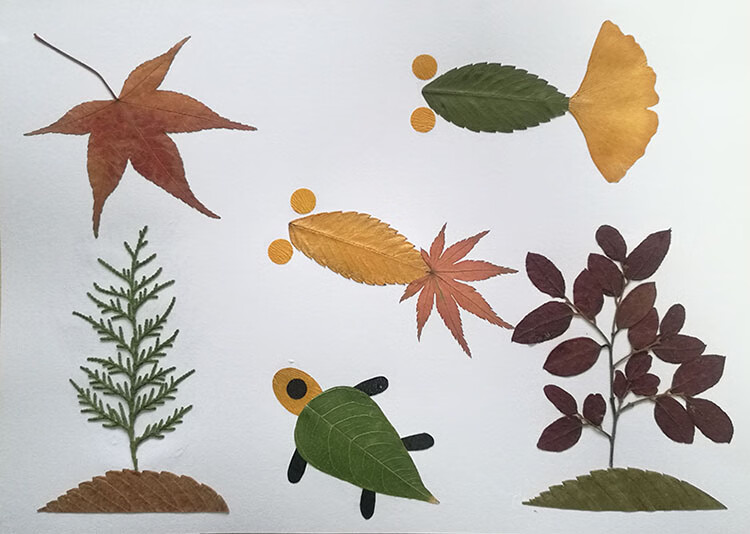 秋季手工树叶粘贴画图片