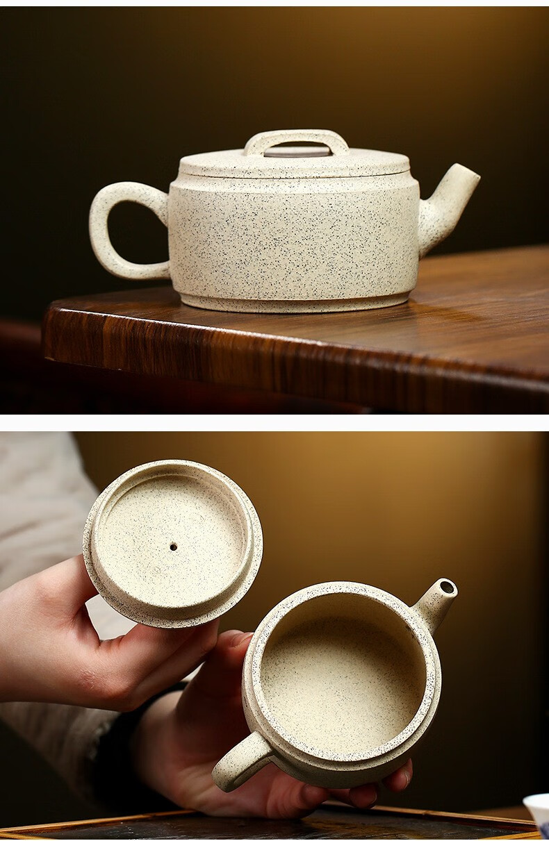 瓦壶泥瓦壶宜兴紫砂壶原矿芝麻白段泥汉瓦壶大口正宗纯手工名家茶