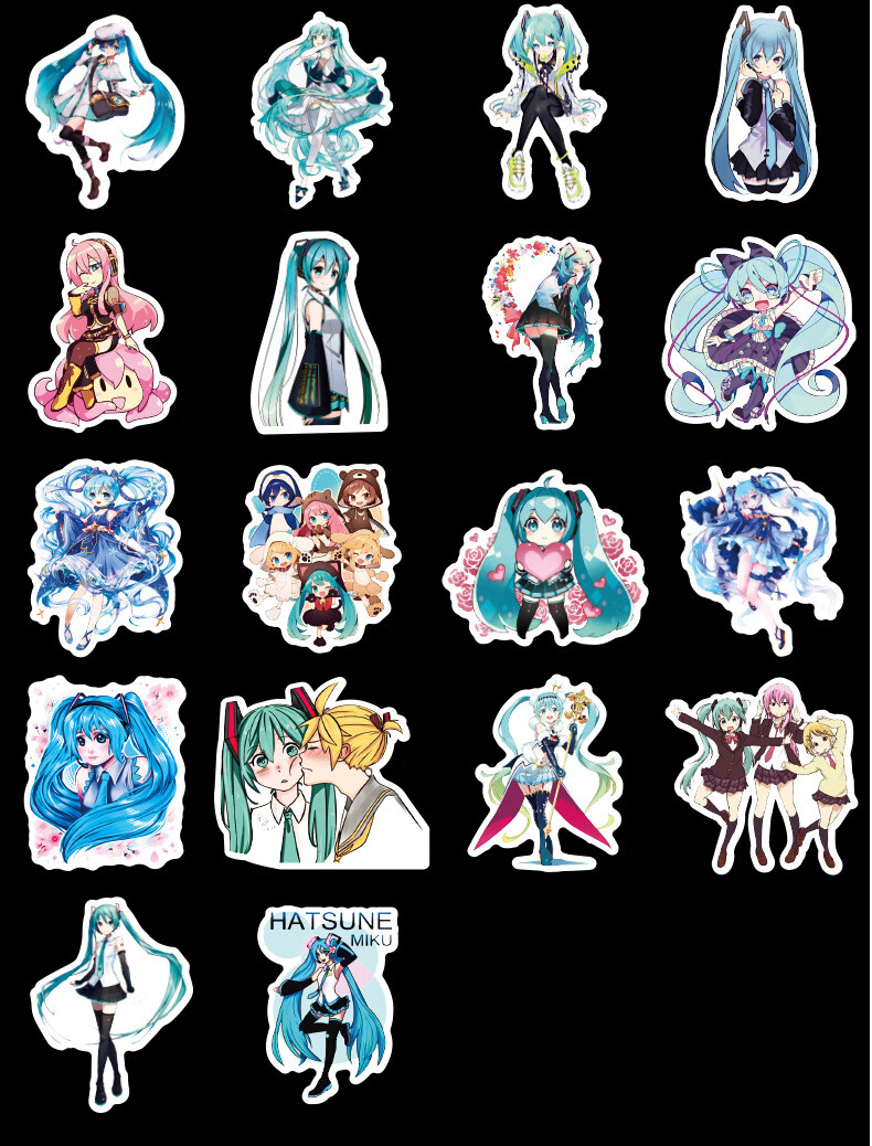 雅迪初音未来周边贴纸套装二次元动漫装饰防水贴画40张q版初音