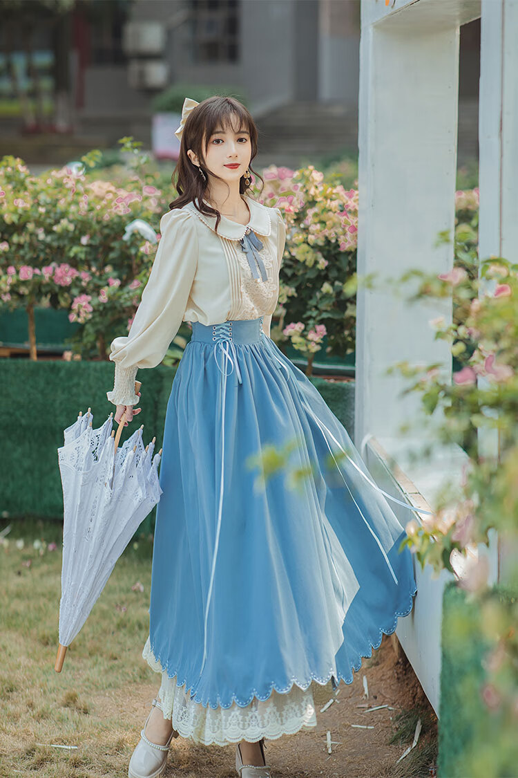 鹿王恋雪复古学院风感在逃公主裙中世纪宫廷小洋装日常洛丽塔连衣裙女