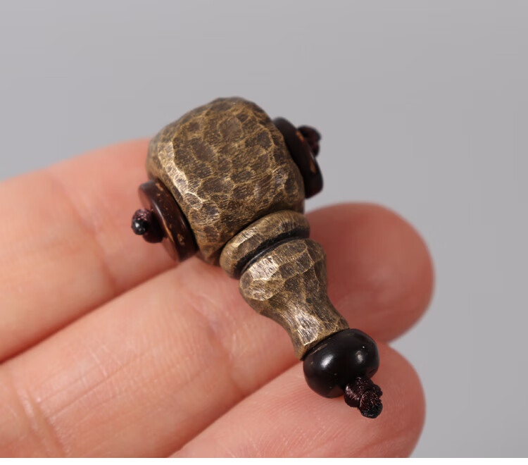 手工跌打老黄铜方形佛头diy佛珠念珠手串三通分体佛头配饰