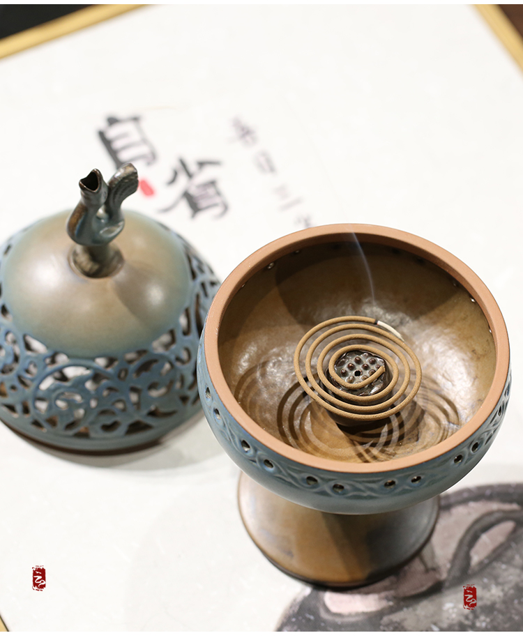 陶云尚陶瓷香炉家用室内复古檀香盘香炉香道香薰炉塔香炉盘香香炉家居