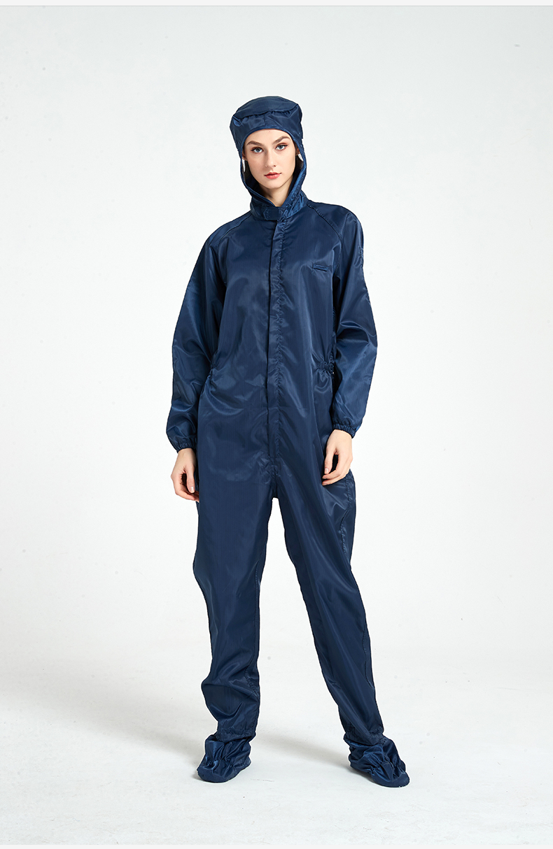 防静电无尘服沙疗服无尘车间工作服四连体防尘服连帽连脚食品厂加工