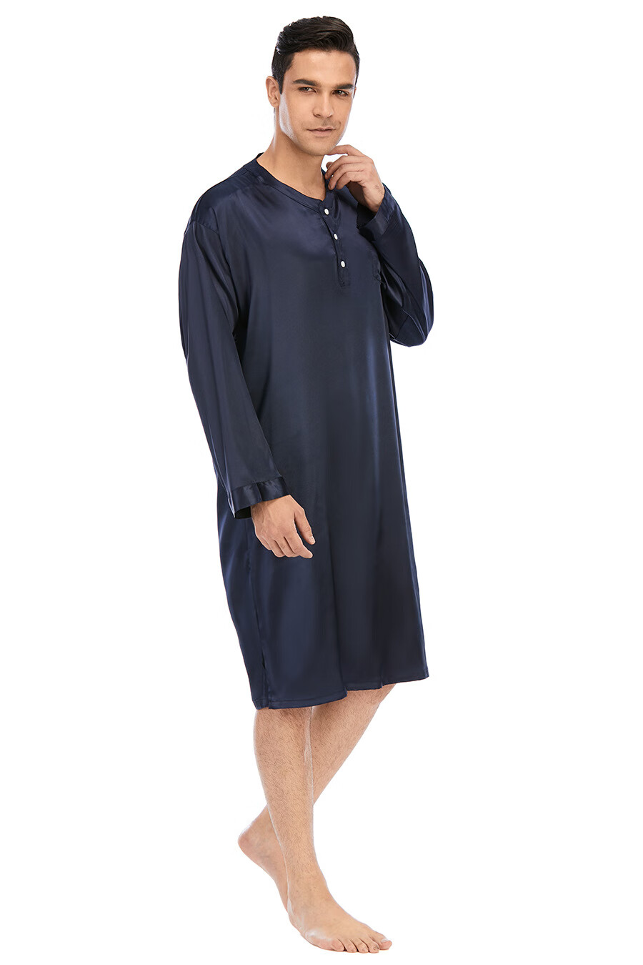 好物推荐2022睡衣男冰丝男士裙子睡裙长袖男士居服欧美旗舰官方店黑色