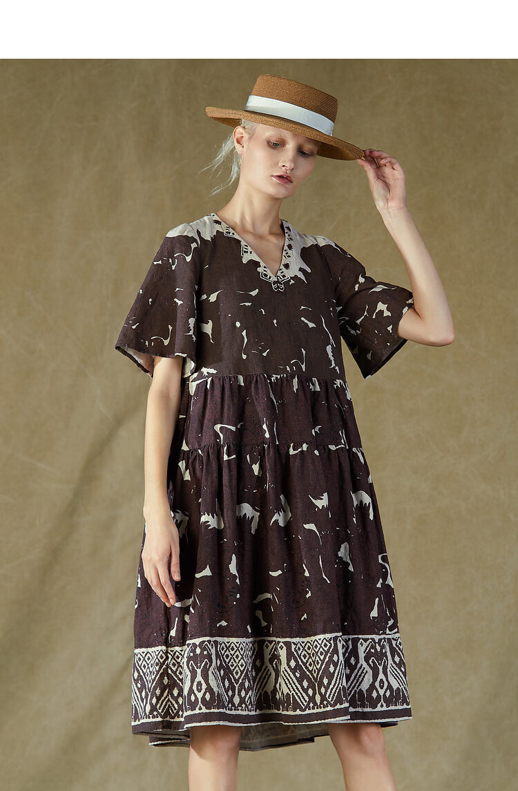 donoratico达衣岩2021夏连衣裙反方向的候鸟米勒棕s