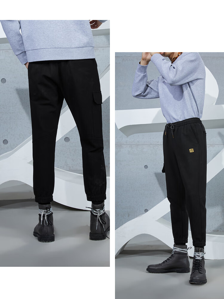 hla海澜之家hla/海澜之家三国系列刺绣休闲裤束脚口工装裤男hkcaj3q