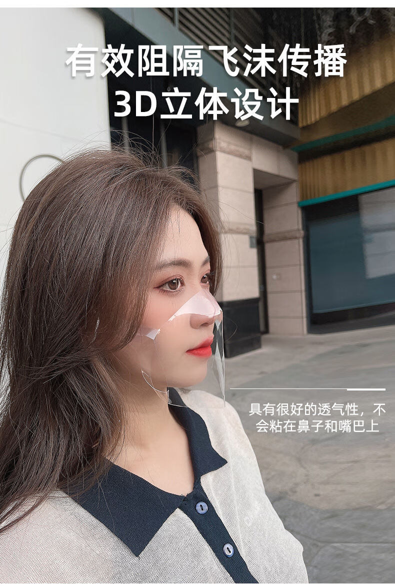 桃伊悠明星同款tvb透明口罩女时尚夏季薄款网红防飞沫pc防尘防护3d
