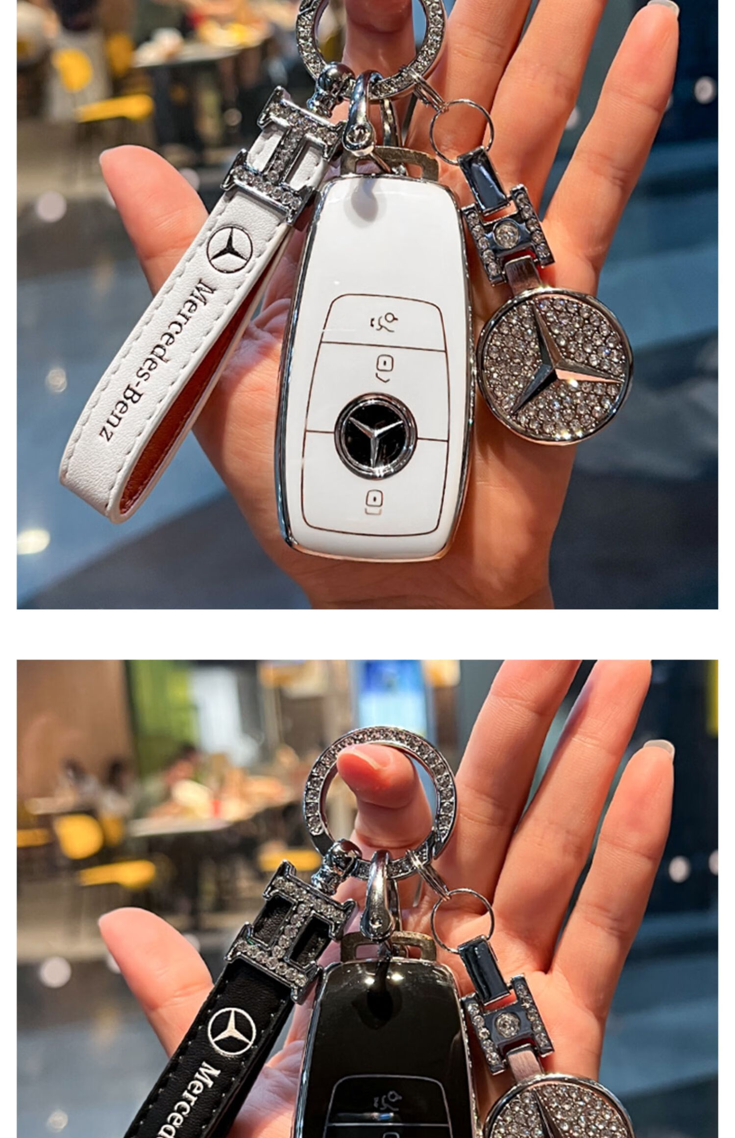 2023款奔驰e260l钥匙套适用奔驰钥匙套c级e级glc300l包e300l/e260/ 银