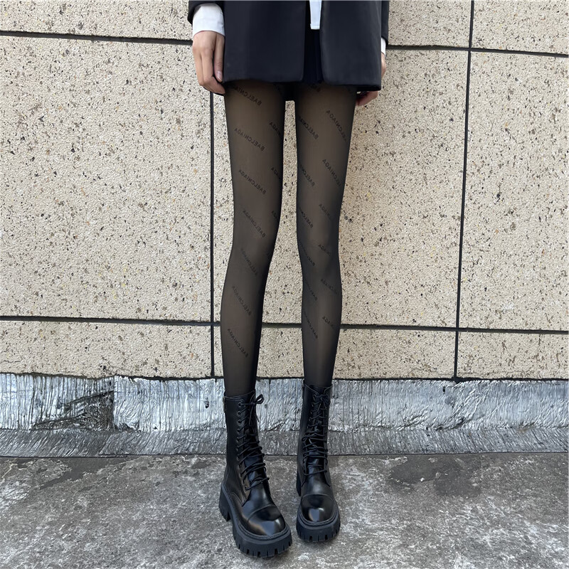 浪莎langsha官方2022新款巴黎世家情趣i丝袜字母丝袜新款2022黑b字母