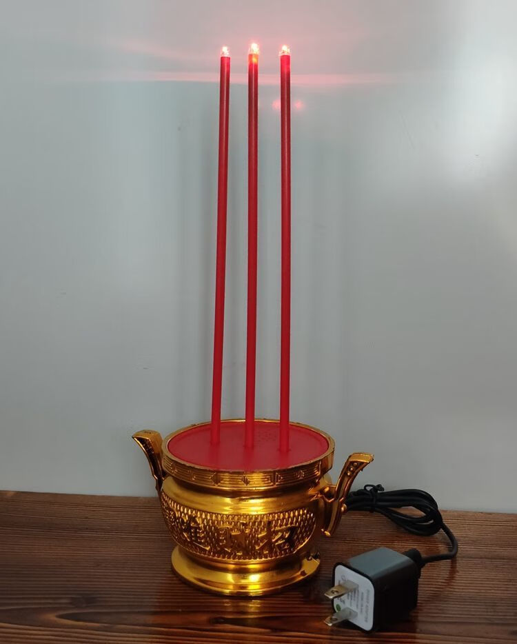 电子蜡烛led电香电子香供佛蜡烛香无烟香电池香家用电池款双龙香炉