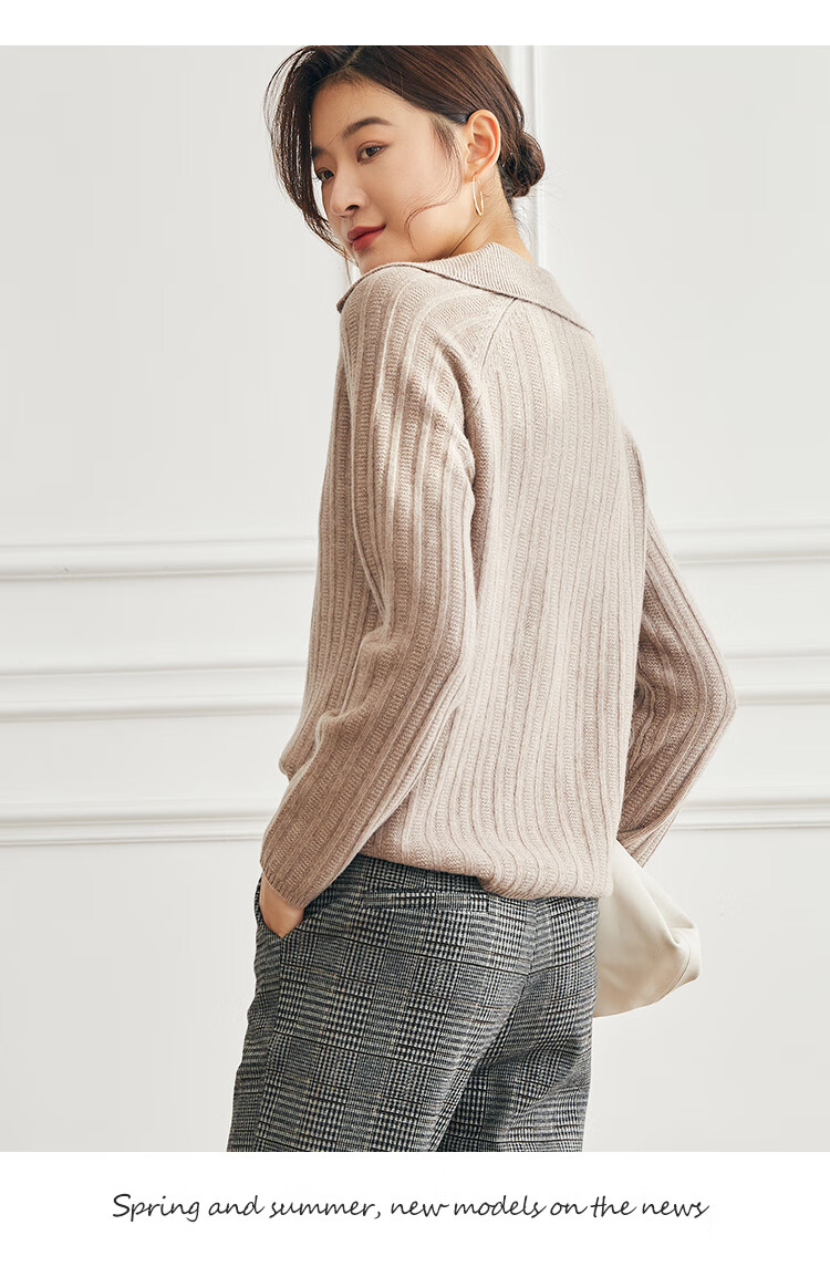 sofa针织衫女2021年秋季新款慵懒风大翻领宽松休闲纯色上衣28杏灰色m