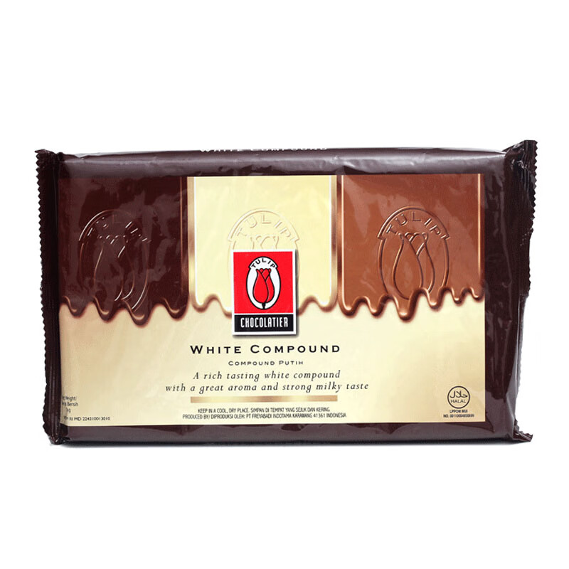 印度尼西亚妃莉牌白巧克力代可可脂块状1kg水果花原料