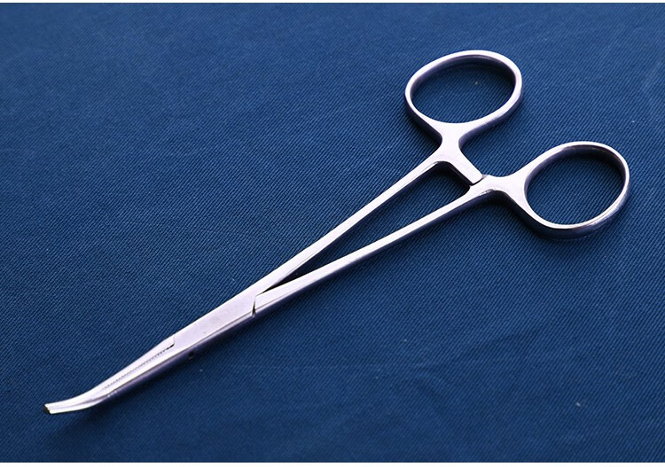 不锈钢医用止血钳弯直头持针器小号大手术钳拔毛钓鱼摘钩钳血管钳 16