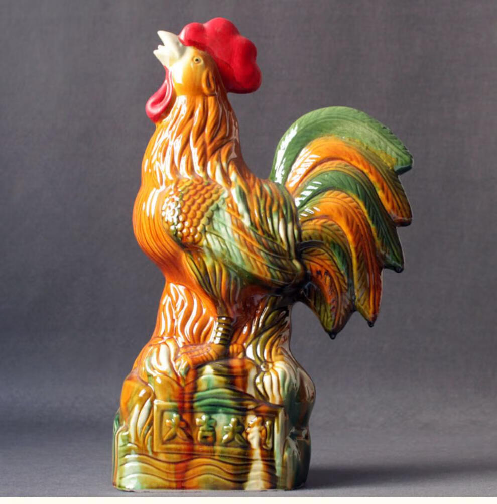 洛阳唐三彩大吉大利风水大公鸡陶瓷器生肖工艺品居饰品摆设件 金鸡宝